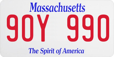 MA license plate 9OY990
