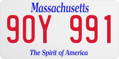 MA license plate 9OY991