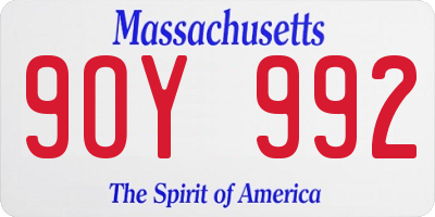 MA license plate 9OY992