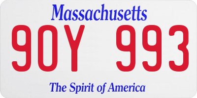 MA license plate 9OY993