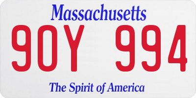 MA license plate 9OY994