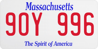MA license plate 9OY996