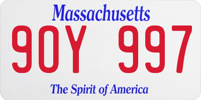 MA license plate 9OY997