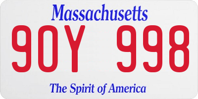 MA license plate 9OY998
