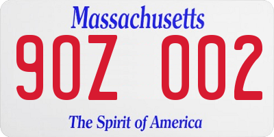 MA license plate 9OZ002