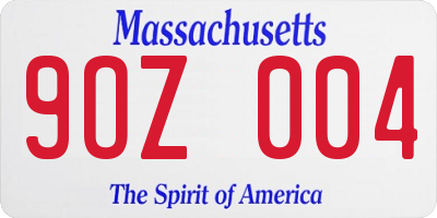 MA license plate 9OZ004