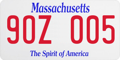 MA license plate 9OZ005