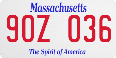 MA license plate 9OZ036