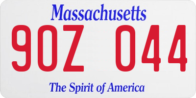 MA license plate 9OZ044