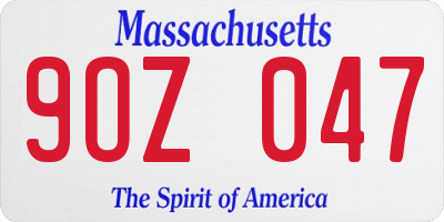 MA license plate 9OZ047