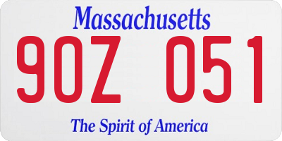 MA license plate 9OZ051