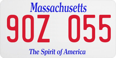 MA license plate 9OZ055