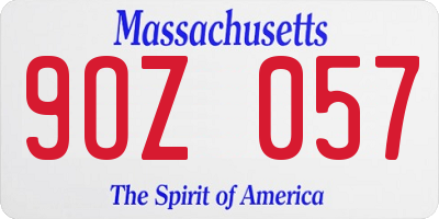 MA license plate 9OZ057