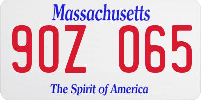 MA license plate 9OZ065