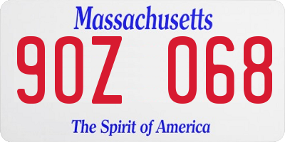 MA license plate 9OZ068