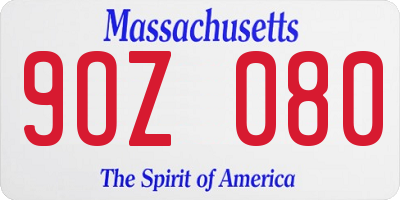 MA license plate 9OZ080