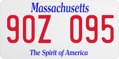 MA license plate 9OZ095
