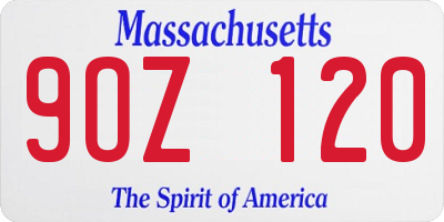 MA license plate 9OZ120
