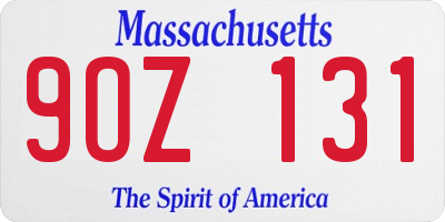 MA license plate 9OZ131