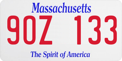 MA license plate 9OZ133