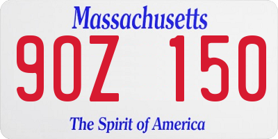 MA license plate 9OZ150