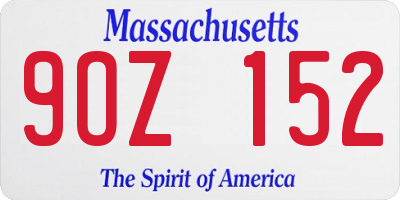 MA license plate 9OZ152
