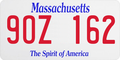 MA license plate 9OZ162