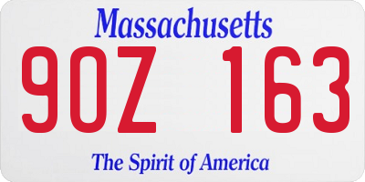 MA license plate 9OZ163