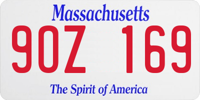 MA license plate 9OZ169