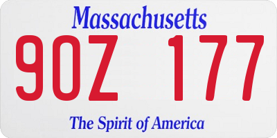 MA license plate 9OZ177