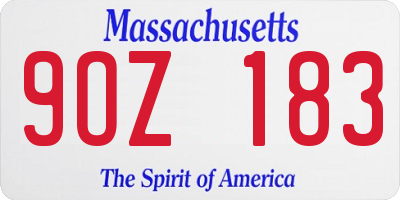 MA license plate 9OZ183
