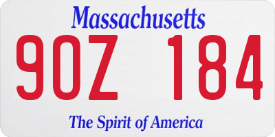 MA license plate 9OZ184