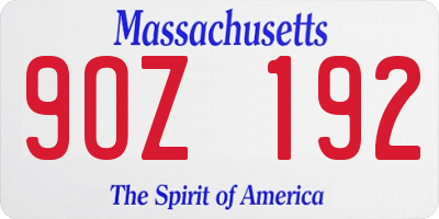 MA license plate 9OZ192