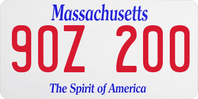 MA license plate 9OZ200