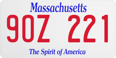 MA license plate 9OZ221