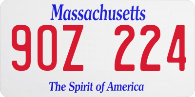 MA license plate 9OZ224