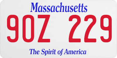 MA license plate 9OZ229