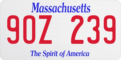 MA license plate 9OZ239