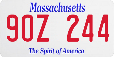 MA license plate 9OZ244