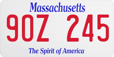 MA license plate 9OZ245