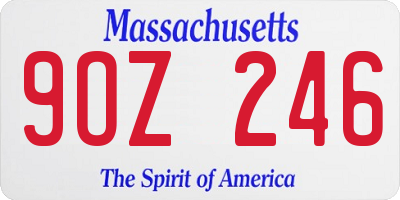 MA license plate 9OZ246