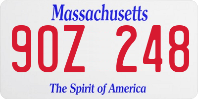 MA license plate 9OZ248