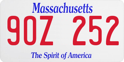 MA license plate 9OZ252