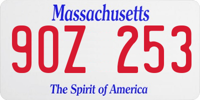 MA license plate 9OZ253