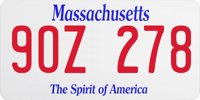 MA license plate 9OZ278