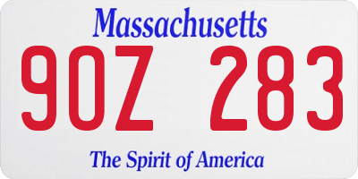 MA license plate 9OZ283