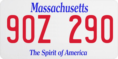 MA license plate 9OZ290