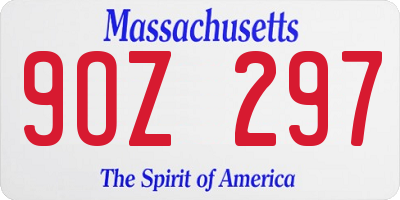 MA license plate 9OZ297
