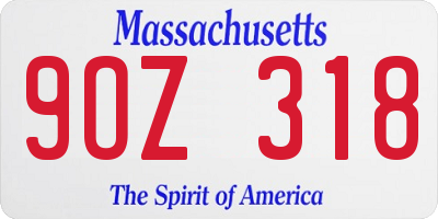 MA license plate 9OZ318