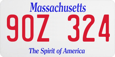 MA license plate 9OZ324